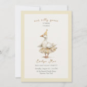 Invitation Silly Goose 3e anniversaire aquarelle jaune (Devant)