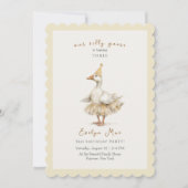 Invitation Silly Goose 3rd Birthday Yellow Watercolor (Devant)