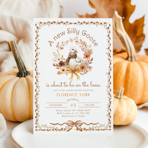 Invitation Silly Goose Baby shower d'automne neutre