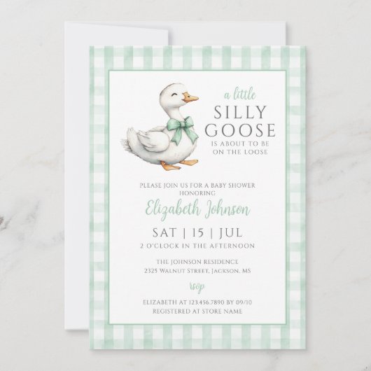 Invitation Silly Goose Baby shower neutre Photo QR Code (Devant)