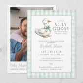 Invitation Silly Goose Baby shower neutre Photo QR Code (Devant / Derrière)