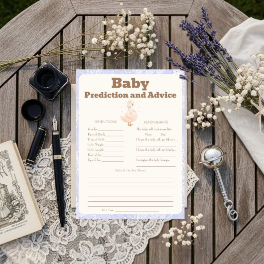Invitation Silly Goose Blue Baby Predictions & Advice Card