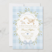 Invitation Silly Goose Blue Gingham Baby Boy Shower (Devant)