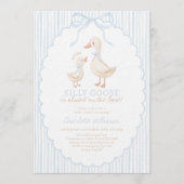 Invitation Silly Goose Boy Blue Baby Shower (Devant)