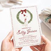 Invitation Silly Goose Christmas Red Bow Birthday