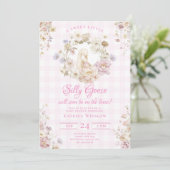 Invitation Silly Goose Coquette Pink Bow Girl Baby Shower (Debout devant)