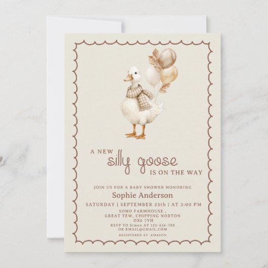 Invitation Silly Goose Fall Sexe Baby shower neutre (Devant)