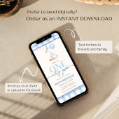 Invitation Silly Goose First Birthday Blue Gingham Boy 