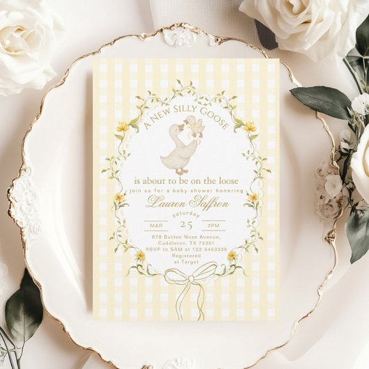 Invitation Silly Goose Gender neutral Yellow Baby Shower