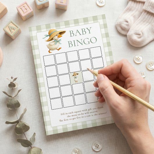 Invitation Silly Goose Gingham Bingo Baby Shower Game Card
