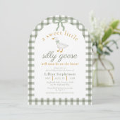 Invitation Silly Goose Green Gingham Bow Baby Shower Arch (Debout devant)