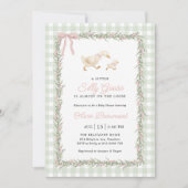 Invitation Silly Goose Green Gingham Pink Baby Shower Invite (Devant)