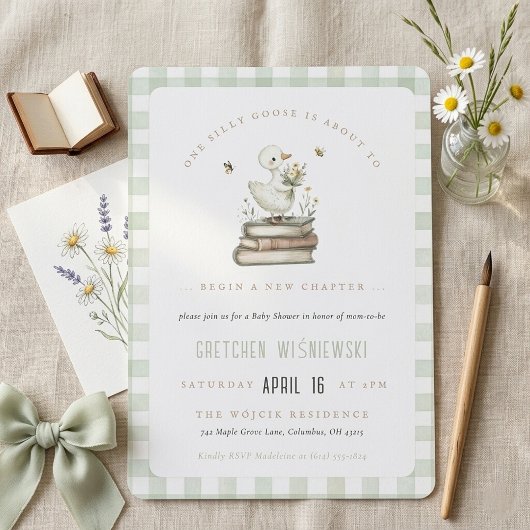Invitation Silly Goose New Chapter Spring Baby Shower 