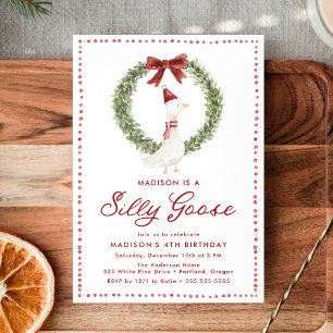 Invitation Silly Goose Noël Noeud Rouge Anniversaire