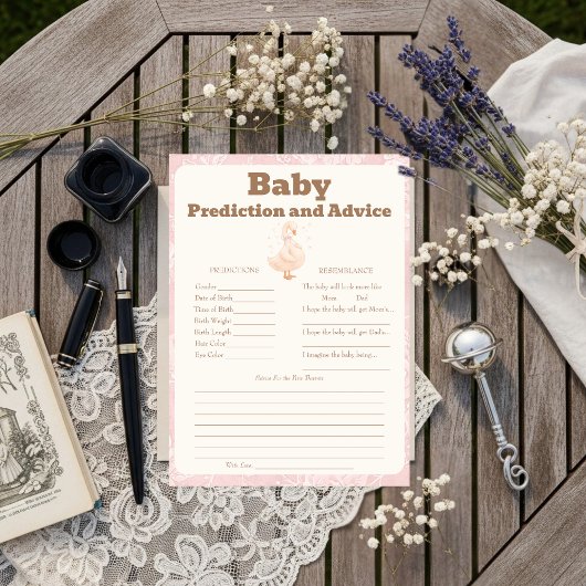 Invitation Silly Goose Pink Baby Predictions & Advice Card