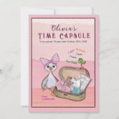 Invitation Silly Goose Pink Bow Birthday Time Capsule Game (Devant)