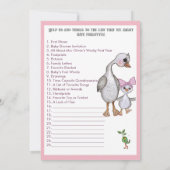 Invitation Silly Goose Pink Bow Birthday Time Capsule Game (Dos)