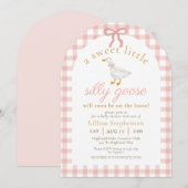 Invitation Silly Goose Pink Bow Gingham Baby Shower Arch (Devant / Derrière)