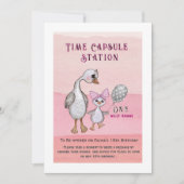 Invitation Silly Goose & Pink Bow | Time Capsule Station Sign (Devant)