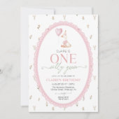 Invitation Silly Goose Pink Floral First Birthday (Devant)