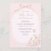Invitation Silly Goose Pink Gingham All in One Baby Shower (Devant)