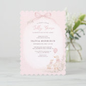 Invitation Silly Goose Pink Gingham All in One Baby Shower (Debout devant)