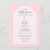 Invitation Silly Goose Pink Gingham Baby Shower (Devant)
