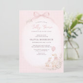Invitation Silly Goose Pink Gingham Baby Shower (Debout devant)
