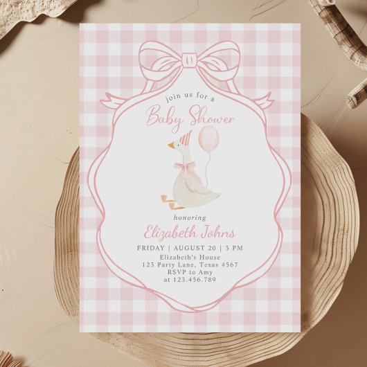 Invitation Silly Goose Rose Bow Girl Baby shower