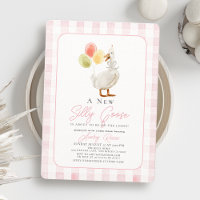 Silly Goose rose En vichy Baby shower fille