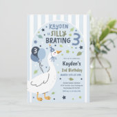 Invitation Silly Goose Silly-Brating Three Birthday Party  (Debout devant)