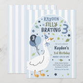 Invitation Silly Goose Silly-Brating Three Birthday Party  (Devant / Derrière)