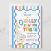 Invitation Silly Goose Silly-Brating Three Birthday Party  (Devant)