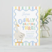 Invitation Silly Goose Silly-Brating Three Birthday Party  (Debout devant)