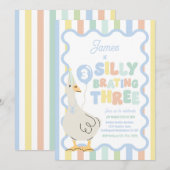 Invitation Silly Goose Silly-Brating Three Birthday Party  (Devant / Derrière)