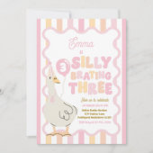 Invitation Silly Goose Silly-Brating Three Birthday Party  (Devant)