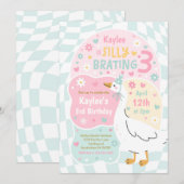 Invitation Silly Goose Silly-Brating Three Birthday Party (Devant / Derrière)