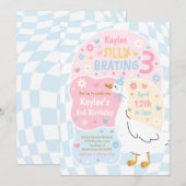 Invitation Silly Goose Silly-Brating Three Birthday Party (Devant / Derrière)
