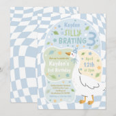 Invitation Silly Goose Silly-Brating Three Birthday Party (Devant / Derrière)