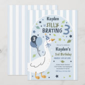 Invitation Silly Goose Silly-Brating Three Birthday Party (Devant / Derrière)