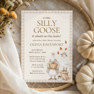 Invitation Silly Goose Storybook Automne En vichy Baby shower