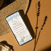 Invitation Silly Goose Winter Baby Shower Blue Gingham 