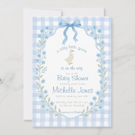 Invitation Silly Little Goose Baby Shower (Devant)