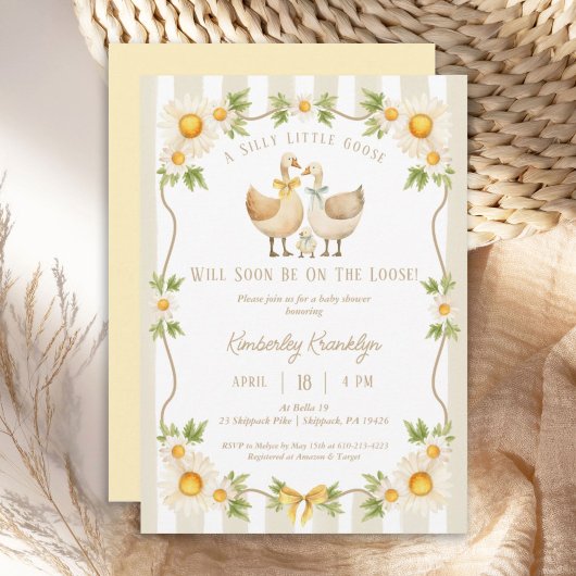 Invitation Silly Little Goose Yellow Daisy Baby Shower