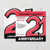 Invitation Silly Numéro 21 rouge Anniversaire de fête Invitat (Devant / Derrière)