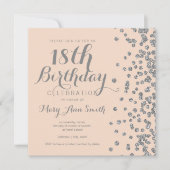 Invitation Silver 18e anniversaire Parties scintillant Confet (Devant)