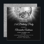 Invitation Silver 21st Birthday Party Disco Ball - 70's Party<br><div class="desc">Argent Vingt-et-unième fête d'anniversaire Disco Ball Party Invitation. L'Invitation à la fête d'anniversaire Silver and Black 21st est parfaite pour une fête d'anniversaire moderne de 21st. Veuillez contacter le concepteur pour les articles correspondants customisés.</div>