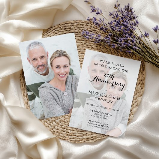 Invitation Silver 25th Anniversary wlith Photo