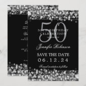 Invitation Silver 50th Birthday Enregistrer la date avec les  (Devant / Derrière)