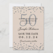Invitation Silver 50th Birthday Save Date Détails Champagne (Devant)